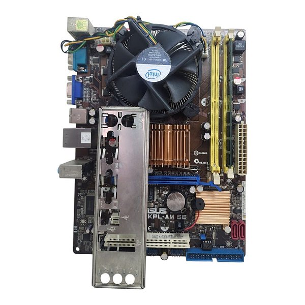 Kit Placa Mãe Asus P5KPL-AM SE Core 2Duo E8400 2Gb Ddr2 VGA/Serial C/ Espelho