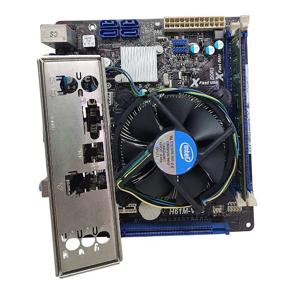 Kit Placa Mãe ASRock H61M-VG3 Core i3 2Ger 2Gb Ddr3 VGA C/ Espelho