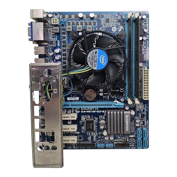 Kit Placa Mãe Gigabyte GA-H61M-D2-B3 Core i3 2Ger 4Gb Ddr3 VGA/DVI C/ Espelho