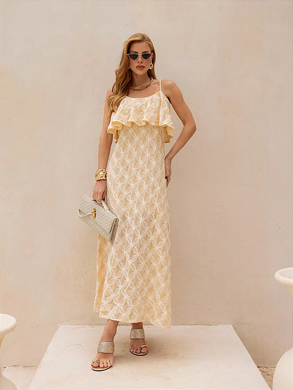 VESTIDO BABADO BORDADO RUANA