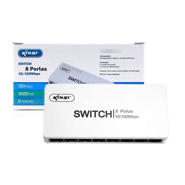 Switch 8 Portas 10/100mbps Knup Kp-e08b