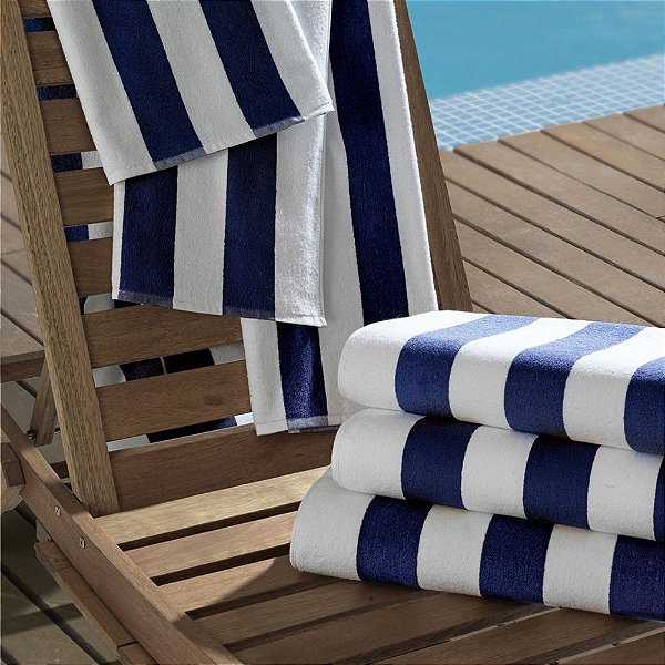 Toalha de Piscina Hotel 86x160cm Ibiza 500g/m² Azul Marinho Teka Profiline
