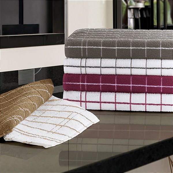 Kit com 6 Panos de Copa Fio Tinto Chef TEKA