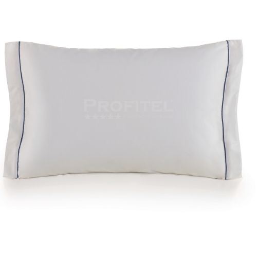 Fronha para Hotel com Abas e Friso Azul Marinho TEKA Profiline 180 Fios Madri 50x70cm