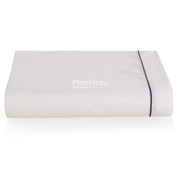 Lençol para Hotel Casal TEKA Profiline 180 Fios com Aba e Friso Azul Marinho 220x243cm