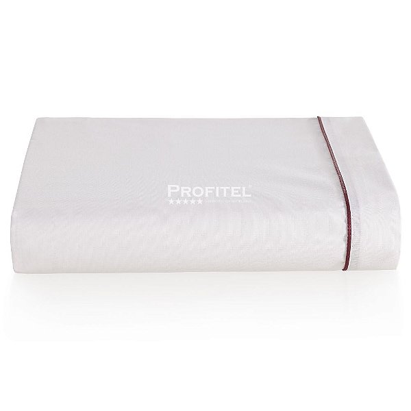 Lençol para Hotel Casal TEKA Profiline 180 Fios com Aba e Friso Bordô 220x243cm