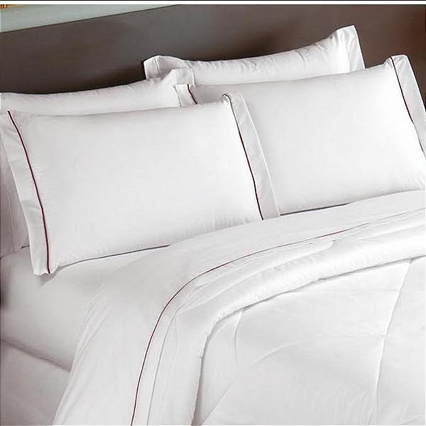 Lençol para Hotel Casal TEKA Profiline 180 Fios com Aba e Friso Bordô 220x243cm