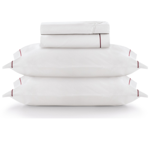 Jogo de Cama 4 peças Queen 180 Fios com Friso Bordô TEKA Profiline