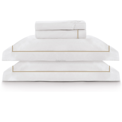 Jogo de Cama 4 peças Queen com Festonê Bege 200 fios Imperial Plus TEKA Profiline