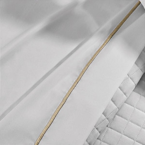 Lençol para Hotel Casal Teka Profiline 200 Fios com Aba e Festonê Bege 220x243cm