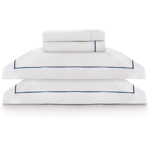 Jogo de Cama 4 peças Queen com Festonê Azul Marinho 200 fios Imperial Plus TEKA Profiline