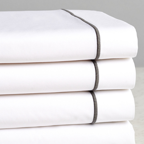 Lençol para Hotel Casal Teka Profiline 200 Fios com Aba e Festonê Chumbo 220x243cm