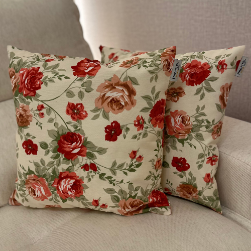 Capa para Almofada Floral Vermelho Profitel Decor