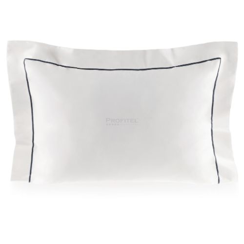 Fronha para Hotel com 3 Abas e Festonê Preto Profiline Luxury 300 Fios Pérola 50x70cm
