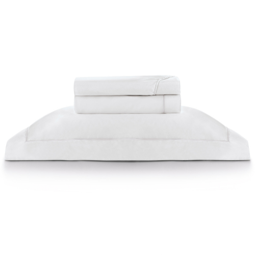 Jogo de Cama 3 peças Solteiro com Festonê Branco 300 fios Perola Profiline Luxury