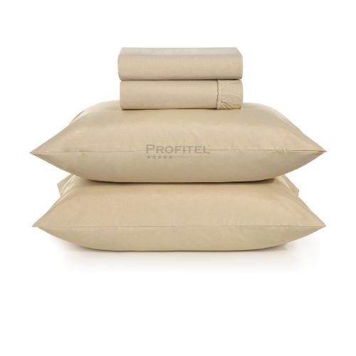 Jogo de Cama Casal 4 Peças 180 fios Bege Madri Teka Profiline