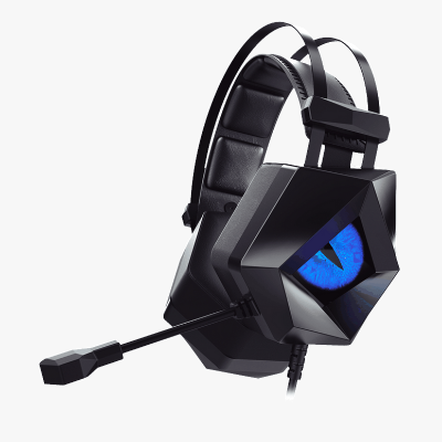 Fone de Ouvido Headset Gamer Iluminação LED Microfone com Haste Regulável HOOPSON LED AZUL F-201-AZ