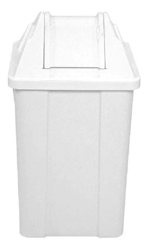 LIXEIRA QUADRADA 60L C/TP. VAI-VEM BRANCO - Q60