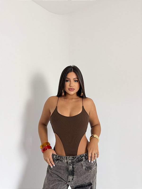 Body Cavado Feminina Canelado