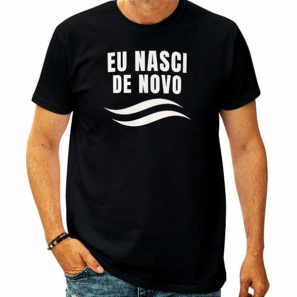 Camiseta Batismo Evangélico Eu Nasci de Novo Onda Dupla
