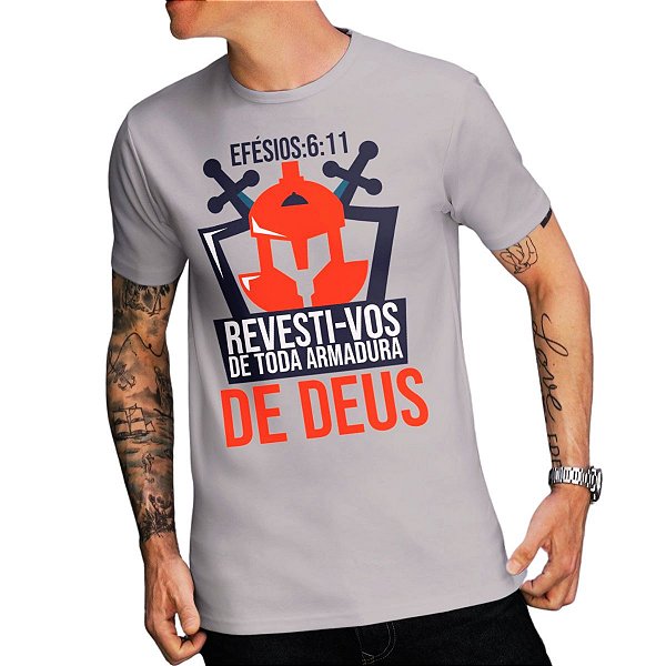 Camiseta Evangélica Masculina Gospel Armadura de Deus