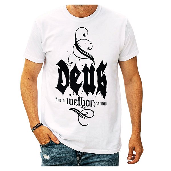 Camiseta Masculina Evangélica Deus Tem o Melhor Pra Mim