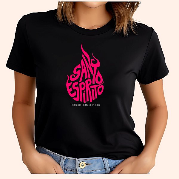 Camiseta Feminina Gospel Cristã Santo Espirito Baby Look