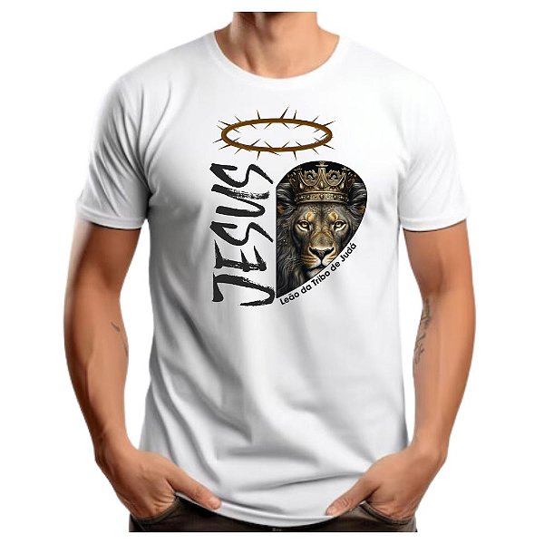 Camiseta Camisa Frases Cristãs Leão da Tribo de Judá Promoção