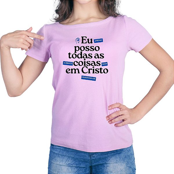Baby Look Cristã Gospel Evangélica Tudo Posso  Promoção