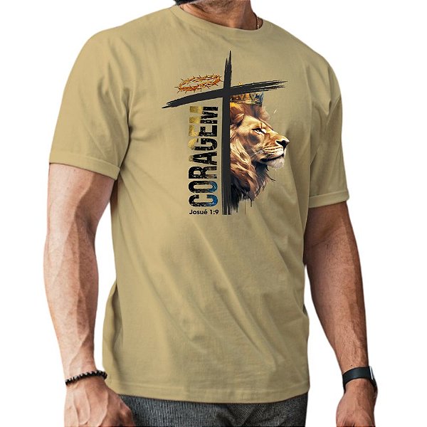 Camiseta Cristã Gospel Evangélica Leão Coragem Promoção