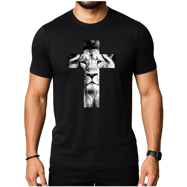 Camiseta Cristã Evangélica Leão Cruz