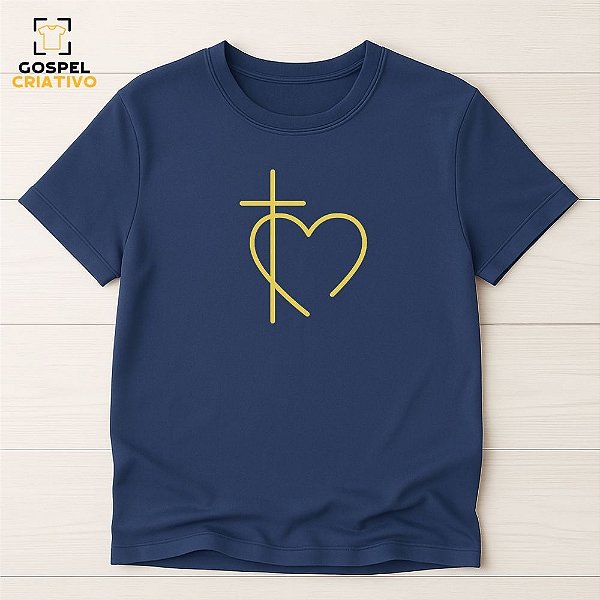 Camiseta Cristã Evangélica Cruz Coração