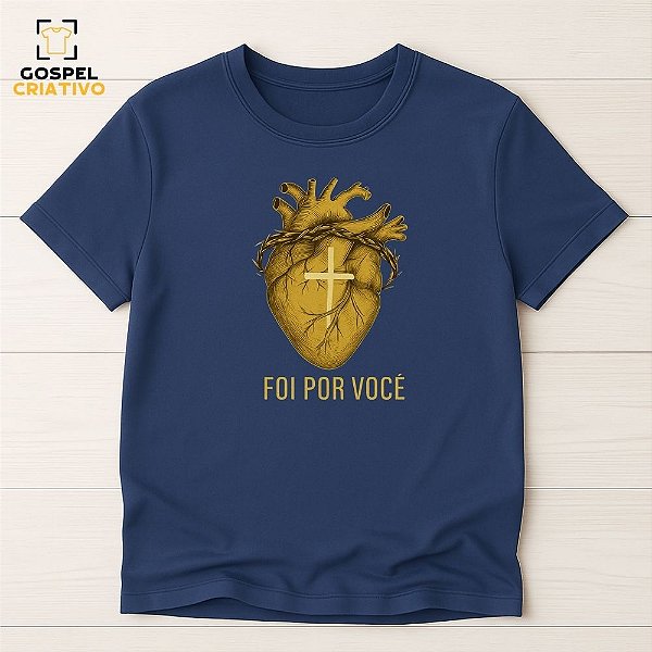 Camiseta Cristã Evangélica Coração Dourado