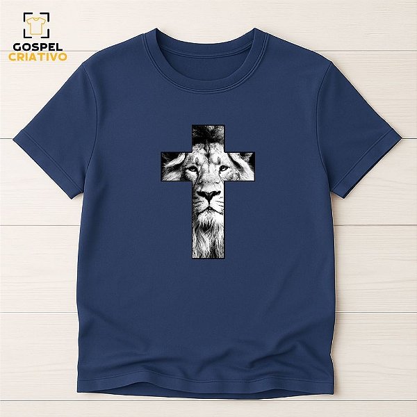 Camiseta Cristã Evangélica Leão Cruz