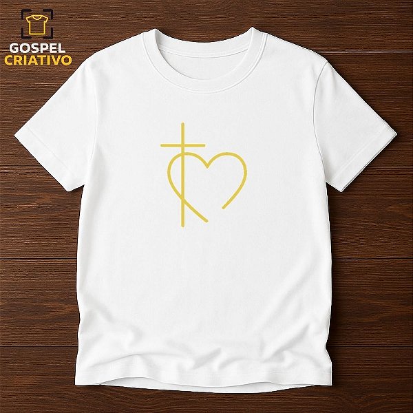 Camiseta Cristã Evangélica Cruz Coração