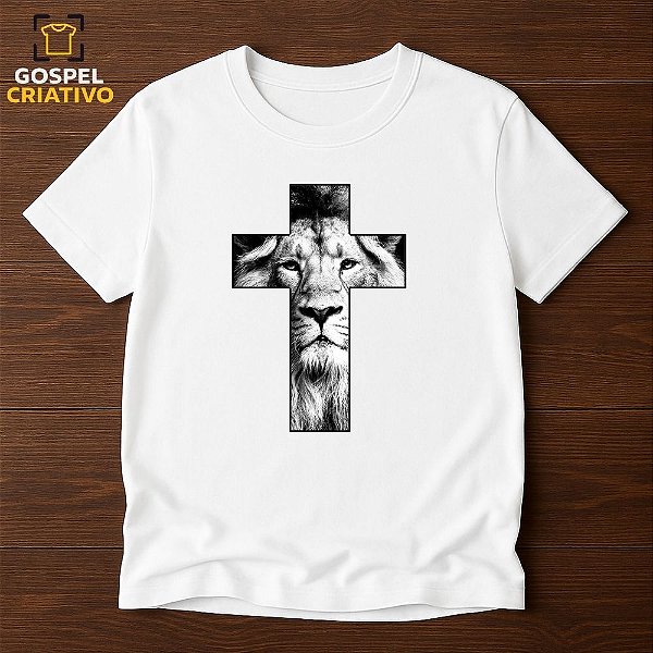 Camiseta Cristã Evangélica Leão Cruz
