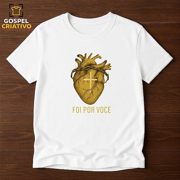 Camiseta Cristã Evangélica Coração Dourado