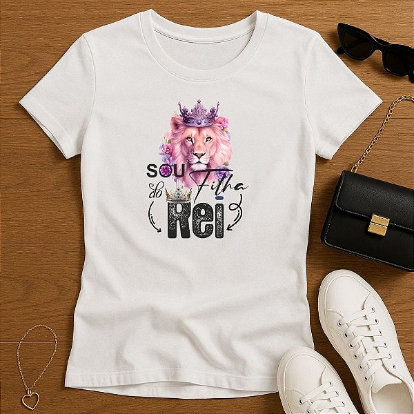 Baby Look Feminina Cristã Branca Sou Filha Leão