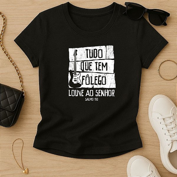 Baby Look Feminina Cristã Tudo o que tem Fôlego