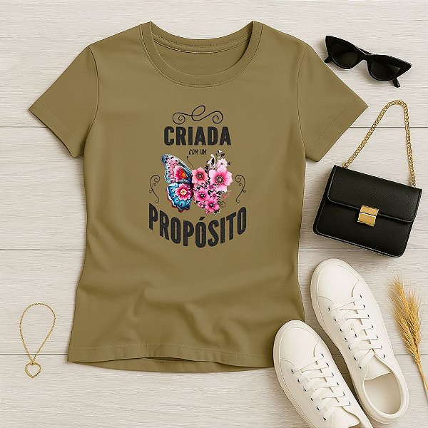 Baby Look Feminina Cristã BJ Criada com Propósito