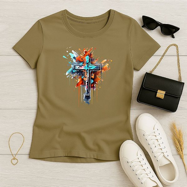 Baby Look Feminina Cristã BJ Cruz Tinta