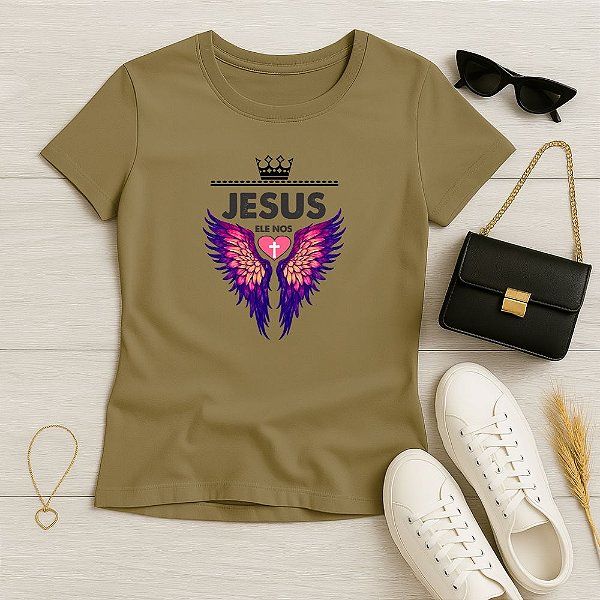 Baby Look Feminina Cristã BJ Jesus Asas