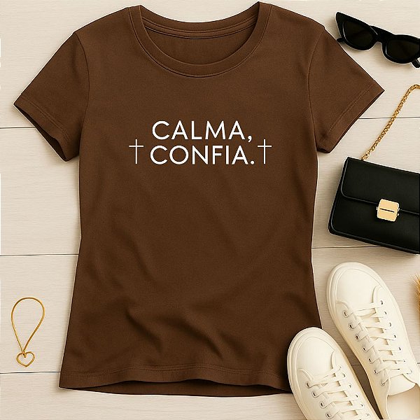 Baby Look Feminina Cristã Marrom Calma