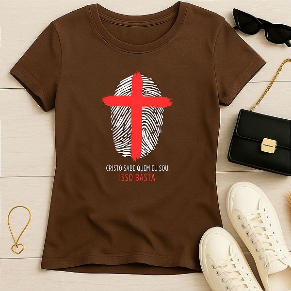 Baby Look Feminina Cristã Marrom Cristo Sabe