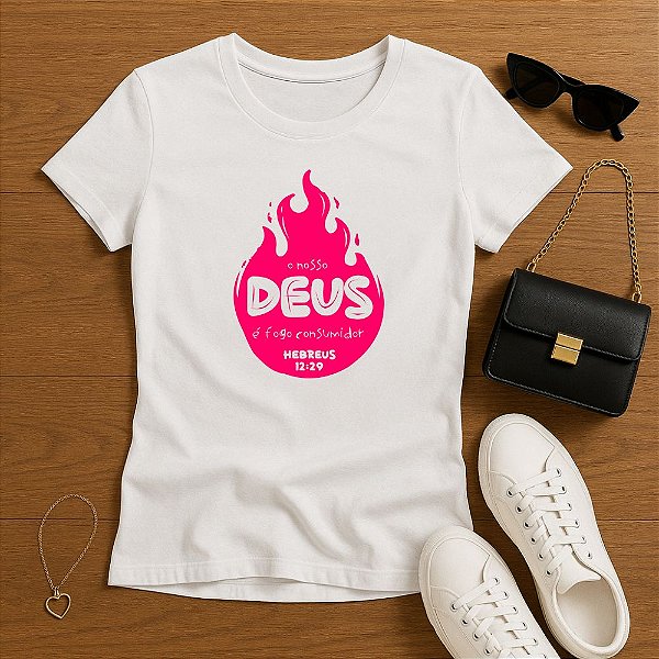 Baby Look Feminina Branca Cristã Deus
