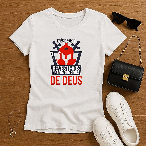 Baby Look Feminina Branca Cristã Batalha Espiritual