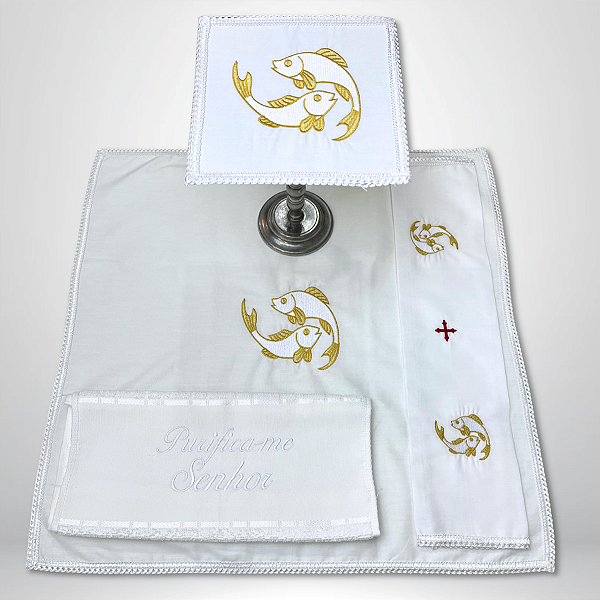 Conjunto de Alfaias Litúrgicas para Altar Bordado - CG 1006