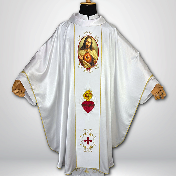 Casula do Sagrado Coração de Jesus Bordada com Galão