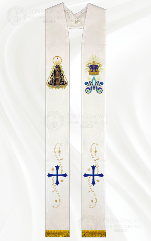 Estola Sacerdotal Nossa Senhora Aparecida com Franja
