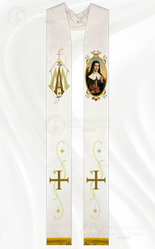 Estola Sacerdotal Santa Edwiges com Franja